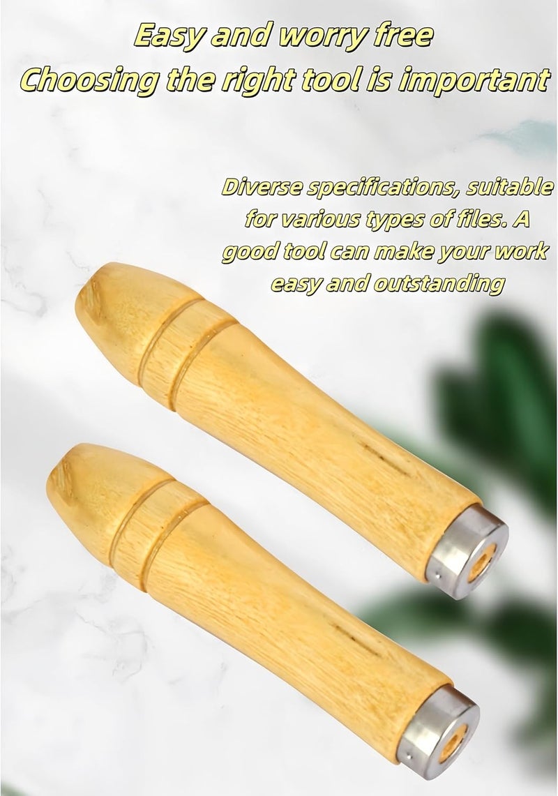 luvilly10 Pack Wooden File Handle, Strong Metal Collars Medium Handle Large Handle, Ergonomic Handles for Drill/Crafting - Image 3